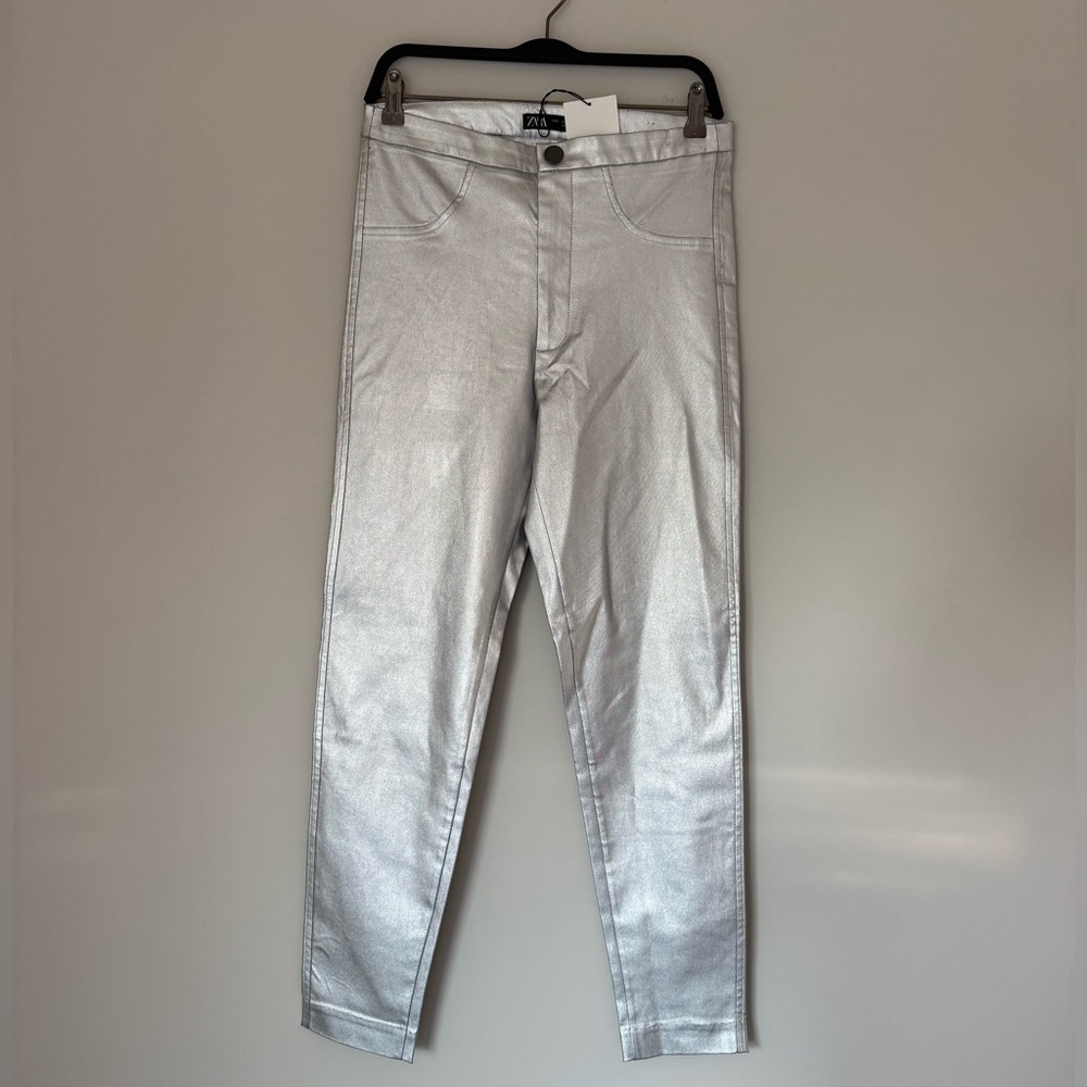 Zara Mid-Rise Metallic Leggings